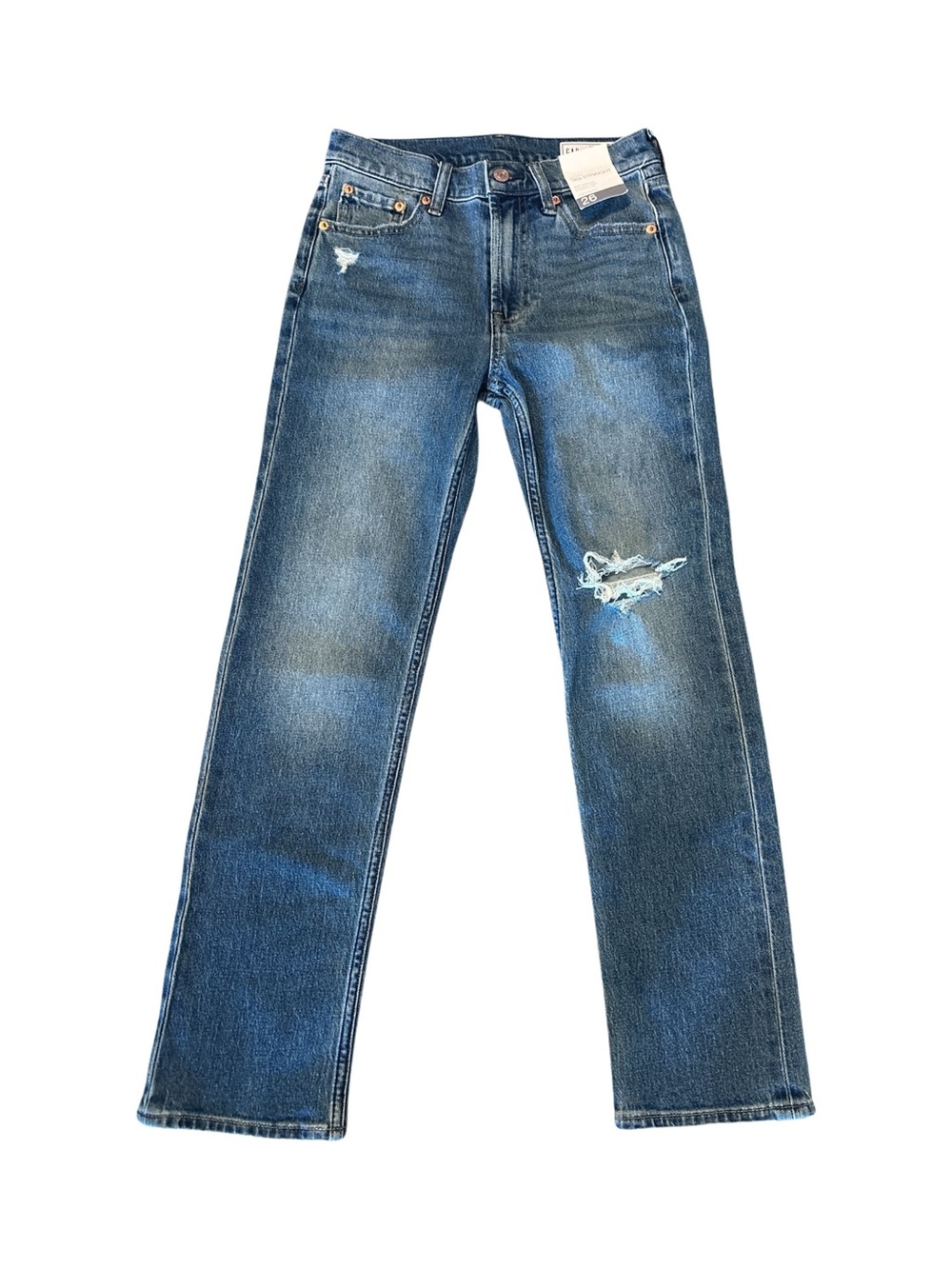 GAP Women’s High Rise 90s Straight Leg Distressed Jeans Medium’s Wash Size 26/2P